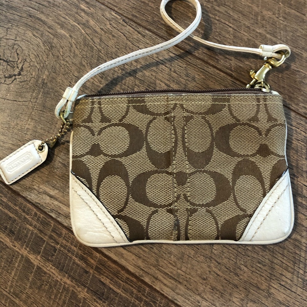 Smal Brown and tan coach wristlet